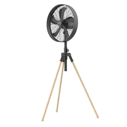 Newlux - Ventilador de Pie Tripod W3050 con 5 Aspas de Metal, Altura Regulable 120-130cm, Oscilación Automática 80º y 3 Velocidades. Ventilador de Trípode Plegable con Motor de Cobre 50W (Negro)
