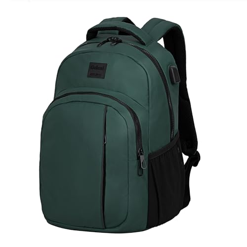 Goloni 15.6 Travel Laptop Backpack with USB Charging Port, Men Man Women Back Pack,Work,Casual College,High Schol Book Bag for Teens Lightweight Waterproof Casual Notebook Bag,Green