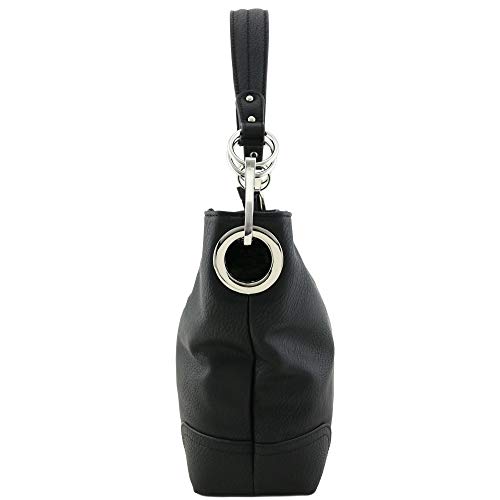 Hobo Shoulder Bag With Big Snap Hook Hardware (Black) #TOP2