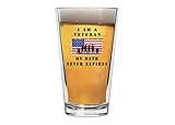Rogue River Tactical I am a Veteran My Oath Never Expires Beer Glass Drinking Cup Pint 16oz Pub Gift For Military Active Duty USA Flag