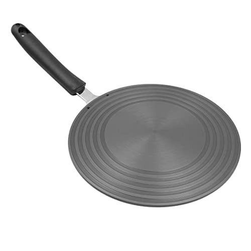Shiwaki Black aluminum gas cooktop ring conductor plate, heat conduction plate with handle, circular grooved heat diffuser, anti-burn black on bottom of pot, forhome kitchen utensils