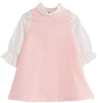 Amazon ワンピース 子どもフォーマルワンピース 女の子 襟付き 長袖 フレア 女の子 ストライブワンピース キッズ 1cm ピンクスト ライブワンピ ワンピース チュニック 通販