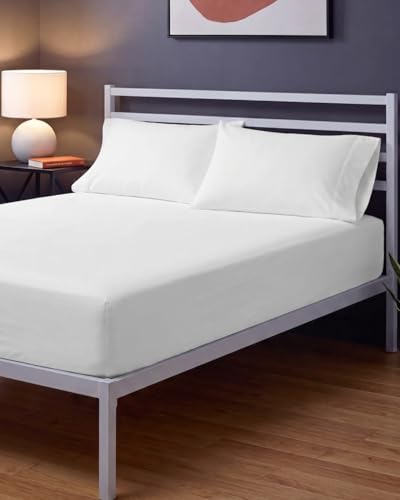 Image of Sleepy Town Queen Size Bed Sheets - 3 Piece - NO Flat Sheet Included - Queen Sheet Set - Soft, Comfy & Cooling - Easy Care - Wrinkle & Fade Resistant - Brushed Microfiber - Deep Pocket Sheets (White)