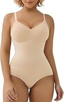 SHAPERX Bodysuit Figurenformend Damen Body Shaper Bauchweg Sculpting Shapewear Ganzkörper Formende Bodys Verstellbarer Schultergurt, UK-SZ5213-Beige-L/XL