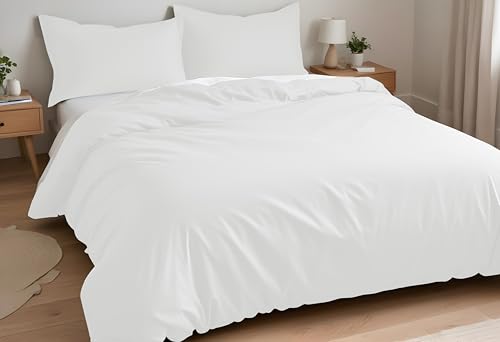 Linenwalas White Duvet Cover Queen Size – 100% Percale Cotton