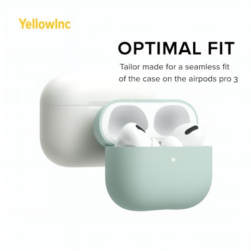 Image of Hybrid Liquid Silicone Case Cover for Apple Airpods Pro 3 (2025), Hard PC, Matte Finish Coating with Heavy Duty Carabiner (Matcha Green, Liquid Silicone)