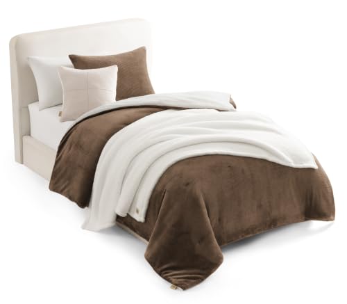Image of UGG Remina Twin Comforter Set, Dorm Bed in a Bag, 4-Piece, Chestnut Brown