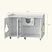 Cielozen Cat Litter Box Enclosure, Large Cat Litter Box Furniture Transparent Glass Door, Fit Most of Litter Box, Modern Indoor Partitioned Cat House, End Table, 39.4 X 21.7 X 24.8 Inches, White