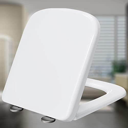 Couvercle de toilette à dégagement rapide et abattant carré blanc soft close - 2