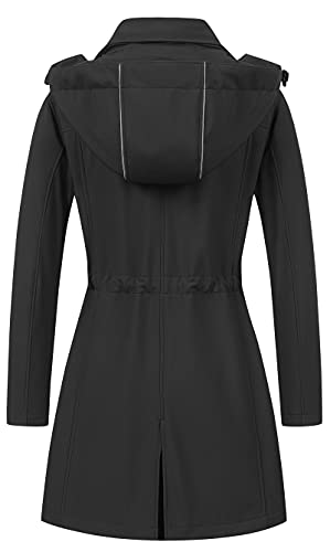 Creatmo Us Women's Spring Fall Jacket Hooded Lightweight Windproof Fleece Lined Waterproof Long Coats Grey M #TOP1