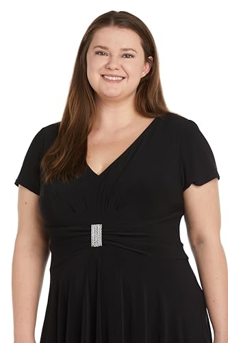 Image of R&M Richards Women's Metallic Foil Print Bodycon Dress W /Draped Capelet - Knee-Length Cocktail Party Outfit