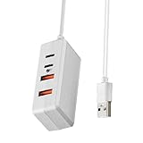 Mekalero Platzsparendes 4-in-1-USB-Ladegerät mit 2 und 2 Typ-C-Ports, Power-Management-Ladeadapter für Handy, Reisezentrum