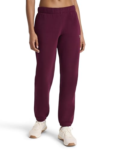 Reebok Women’s Rhinestone Jogger, Standard Fit, 30” Inseam, Midweight Cotton-Poly Fabric, Black Cherry, Large