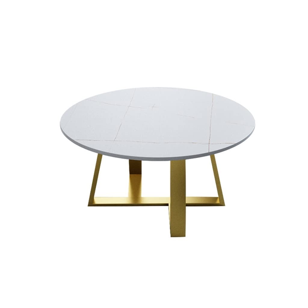 Table basse en marbre rond blanc pour salon et petit appartement moderne