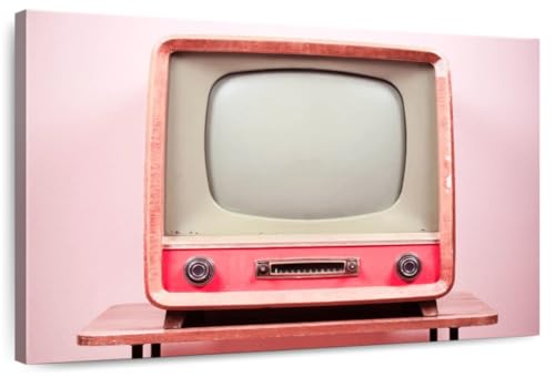 ElephantStock - Vintage Pink Television Wall Art - Horizontal Canvas