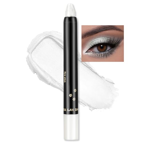 Erinde Lápiz De Sombra De Ojos Blanco Brillante, Resistente Al Agua Y Larga Duración, Lápiz De Ojos Blanco Perlado Crema Crayon, Lápiz De Maquillaje De Ojos De Altamente Pigmento Metá