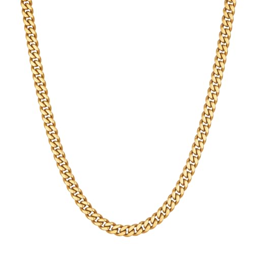 VEXXS flat-cut gold Cuban chain, 5 mm, 22 in