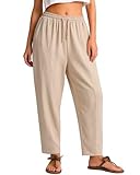Digimap Women'S Casual Pants Lightweight With Pockets Stretchy Quick Dry Drawstring Elastic Waist For Summer Travel Workout Outdoor Apricot