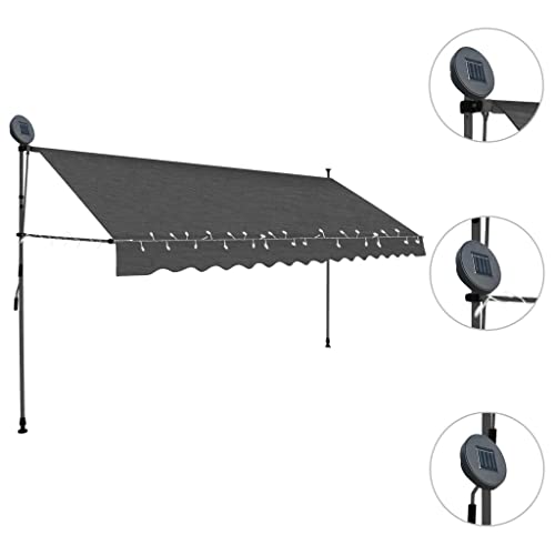 Store de jardin grande largeur 400 cm avec LED intégrées teinte anthracite - 4