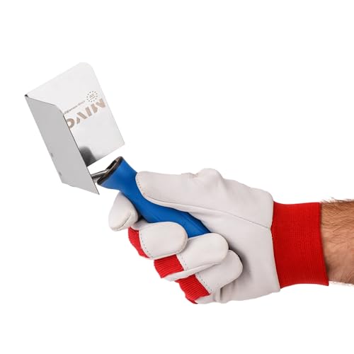 Mivos Eckenkelle Rostfreie 80 x 60 mm - Inneneckenkelle aus Edehlstahl - Innen Eckspachtel mit Softgriff - Eckenkelle zum Bearbeiten von Innenecken in Wänden