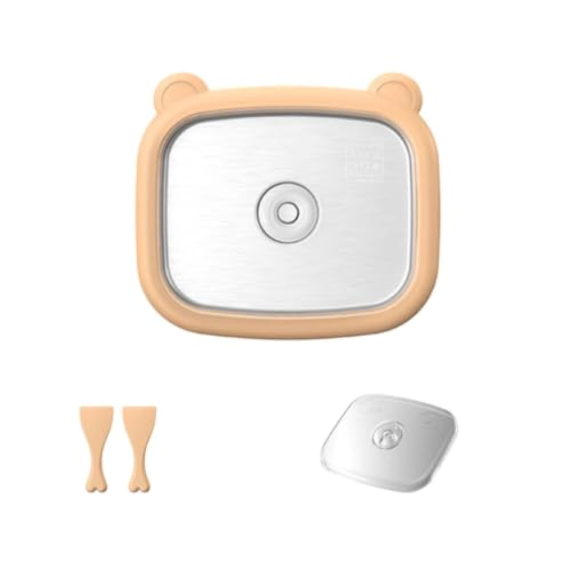 Bear-Shaped Rolled Ice Cream Plate with Spatulas