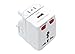 Quantum Abacus Adattatore universale per viaggi con caricabatterie USB, tutto in uno, adatto per più di 150 paesi, colore: bianco-grigio - Mod. JT-2003-W