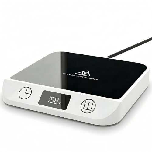 MADCKDEDRT Coffee Mug Warmer & Candle Warmer 46W Electric Cup Warmer for Desk - Smart Digital Display 6 Heat Settings Timer Auto Shut-Off Work from Home Office Gift (White)