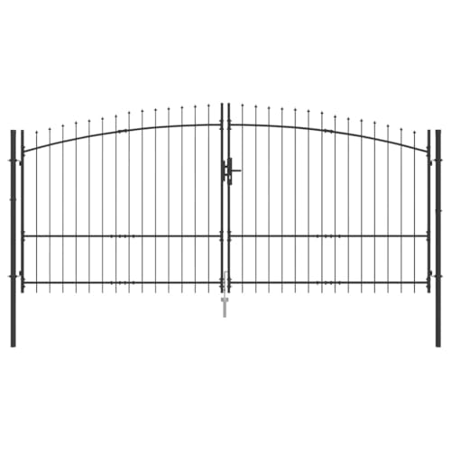 vidaXL Porte Double avec Verrouillage Gris 400 x 199.5 cm Acier, Portail Moderne en Acier Gris, Super résistant, Design Fonctionnel, pour Jardin et terrasse