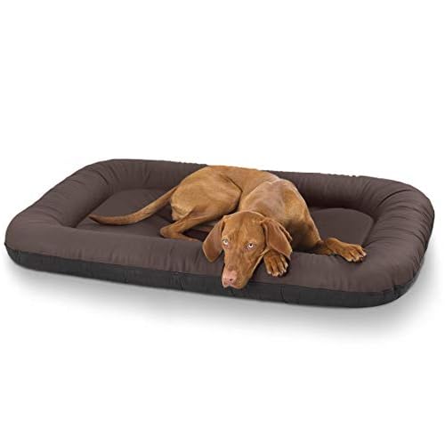 Knuffelwuff Hundebett Kunstleder Hundekorb Hundesofa Hundekissen Hundekörbchen Jerry Braun Eckig XXL 120 x 85