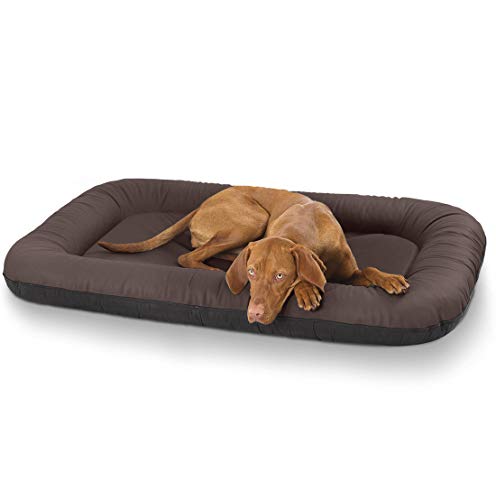Knuffelwuff Kunstleder Hundebett Jerry XL 92 x 75 Braun - Hundematte mit abnehmbarer Bezug -...