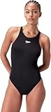 Speedo Damen End+ V Back Swimsuit | Athletic Fit Swim Fitness Badeanzug, Schwarz, 42 EU