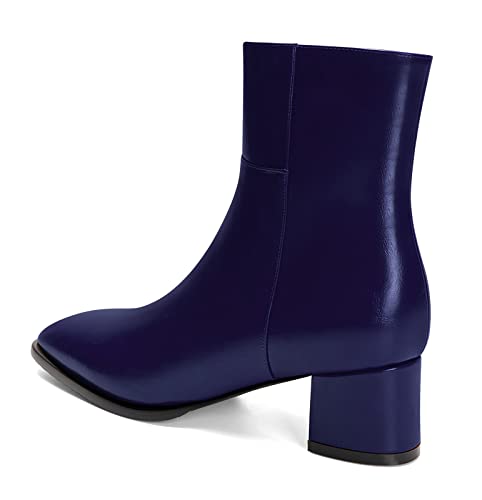 Aachcol Women Ankle Boots Chunky Block Mid Low Heel Close Square Toe Zipper Classic 2 Inch4