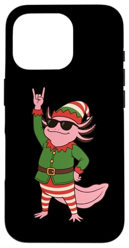 クールなクリスマスアホロートルエルフロックオンファニーホリデー スマホケース iPhone 16 Pro 用