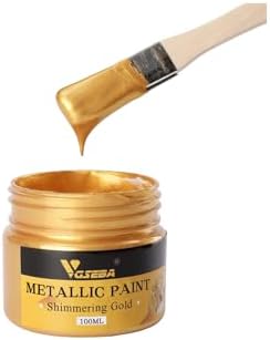 Acrylic Paint Metallic Gold, Non Toxic, Non Fading, 100ml Gold Leaf Paint for Art, Painting, Handcrafts, Ideal for Canvas Wood Clay Fabric Craft Supplies
