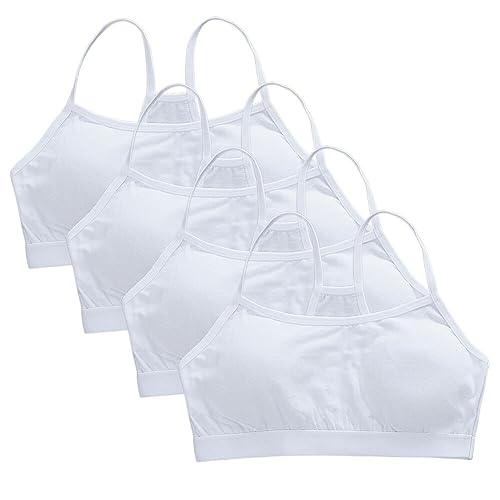 4PCS Girls’ Training Bra Girls Cotton Training Bras Breathable Sports Cami Bras Strap Bralette