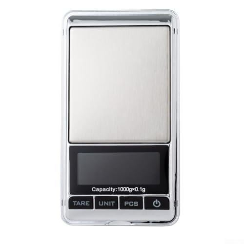 Báscula digital portátil de joyería con pantalla de retroiluminación, mini escala electrónica de alta precisión de 1000 G/0,1 G de precisión (1000 G/0,1 G)