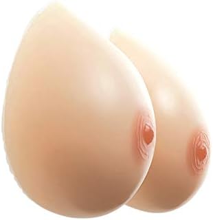 1 Pair Silicone Breast Forms - Full Mastectomy Prosthesis, Fake Boobs Bra Enhancer Beige Water Drop Inserts, D Cup 1000 Gram