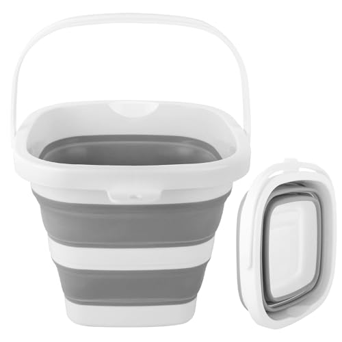 5L Faltbarer Eimer, Silikon Putzeimer Faltbar Eimer für Reinigung, Autowäsche, Angeln & Wäsche, Tragbarer Falteimer mit Griff, Reisen Sandeimer Angeleimer für Wohnmobil, Haus Outdoor, Camping, Strand