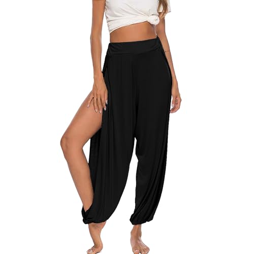 Women Summer Harem High Split Hem Leg Silt Pants Flowy Yoga Pant for Women Casual Beach Hippie Dance Pants2