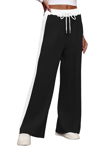 Wide Leg Sweatpants Women High Rise Color Block Sweat Pants 2025 Teen Girl Baggy Jogger Sweatpant with Pockets3