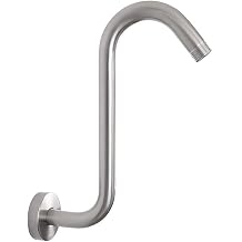 S Shaped Shower Arm Standard 1/2" Connection with Flange High Rise Shower Head Extension Pipe Shower Arm Extender Wall Mounted Bathroom Accessories Stainless Steel Brushed