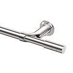 Blackout Curtain Poles for Eyelet Curtains 76-280CM, 19 MM Diameter Extendable Curtain Poles with Brackets and Cylindrical Ends, Metal Curtain Pole for Bedroom, Living Room, Kitchen, Brushed nickel
