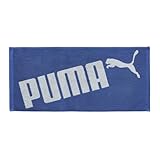 PUMA-605 フェイスタオル ジャガード 綿100% 約34×75cm スポーツ ジム用 (ネイビー)