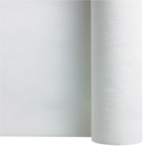 SANYGIENE Nappe Blanche en Rouleau 25 m x 1,20 m – Matière Intissée AIRLAID – Effet Tissu Haut de Gamme – Nappe Jetable Élégante pour Fête, Mariage,...