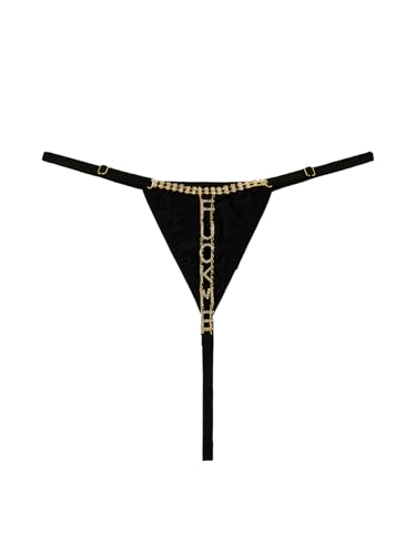 Image of RoseSeek Women's Sparkling Butterfly Chain Underwear Low Rise Cheeky G String Panty