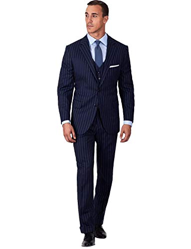 UMISS Men's Stripe Suit 3-Piece Classic Fit Two Buttons Jacket Vest & Pants - Main Image