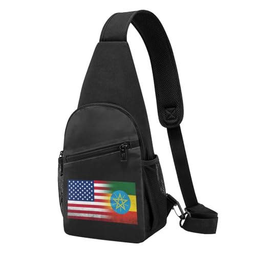 Retro American Ethiopian Flag，Fashion One-Shoulder Bag，Anti-Theft Crossbody Shoulder Chest Bag
