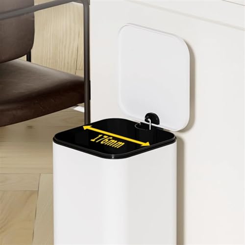 Caneca de basura cuadrada con pedal y tapa blanca miniatura 3
