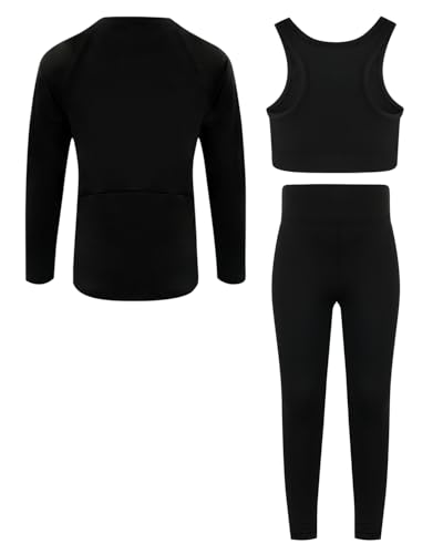 JiAmy Conjunto de leggings atléticas de ioga para meninas, conjunto de sutiãs de treinamento infanti
