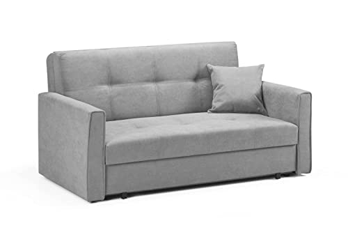 Honeypot Sofabed - Viva 2 Seater Sofabed with Storage - Grey Fabric Couch with Pull Out Double Sofabed | Setup Included | Made in EU | Built to Last (2 Seater, Grey)